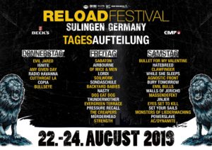 Reload Festival 2019 - Tagesaufteilung und Tagestickets