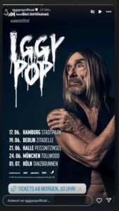 Iggy Pop wieder auf kleiner Sommer Tour 2025 in Deutschland