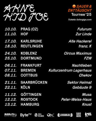 Akne Kid Joe kommt auf „Sauer & Enttäuscht“ Tour 2025