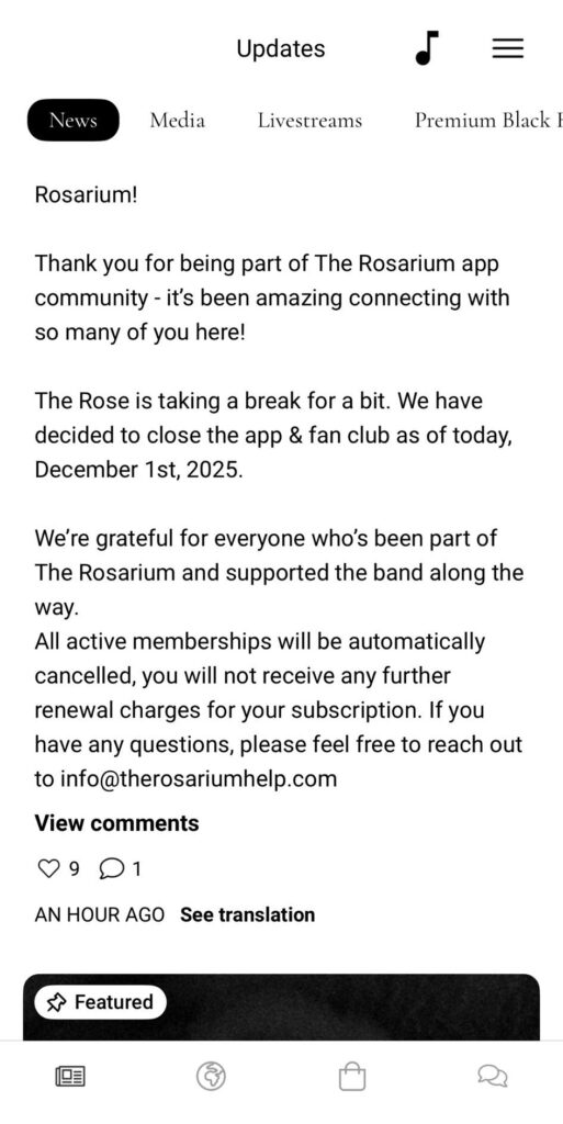 The Rose schließen Fanclub - wie geht es weiter?