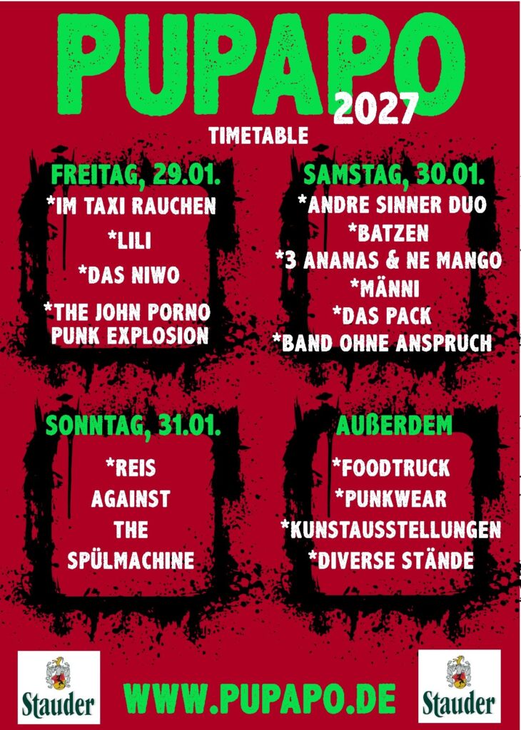 PuPaPo Festival 2027: Drei Tage Punk, Kunst und kreative Vielfalt in Düsseldorf PuPaPo Festival 2027: Drei Tage Punk, Kunst und kreative Vielfalt in Düsseldorf