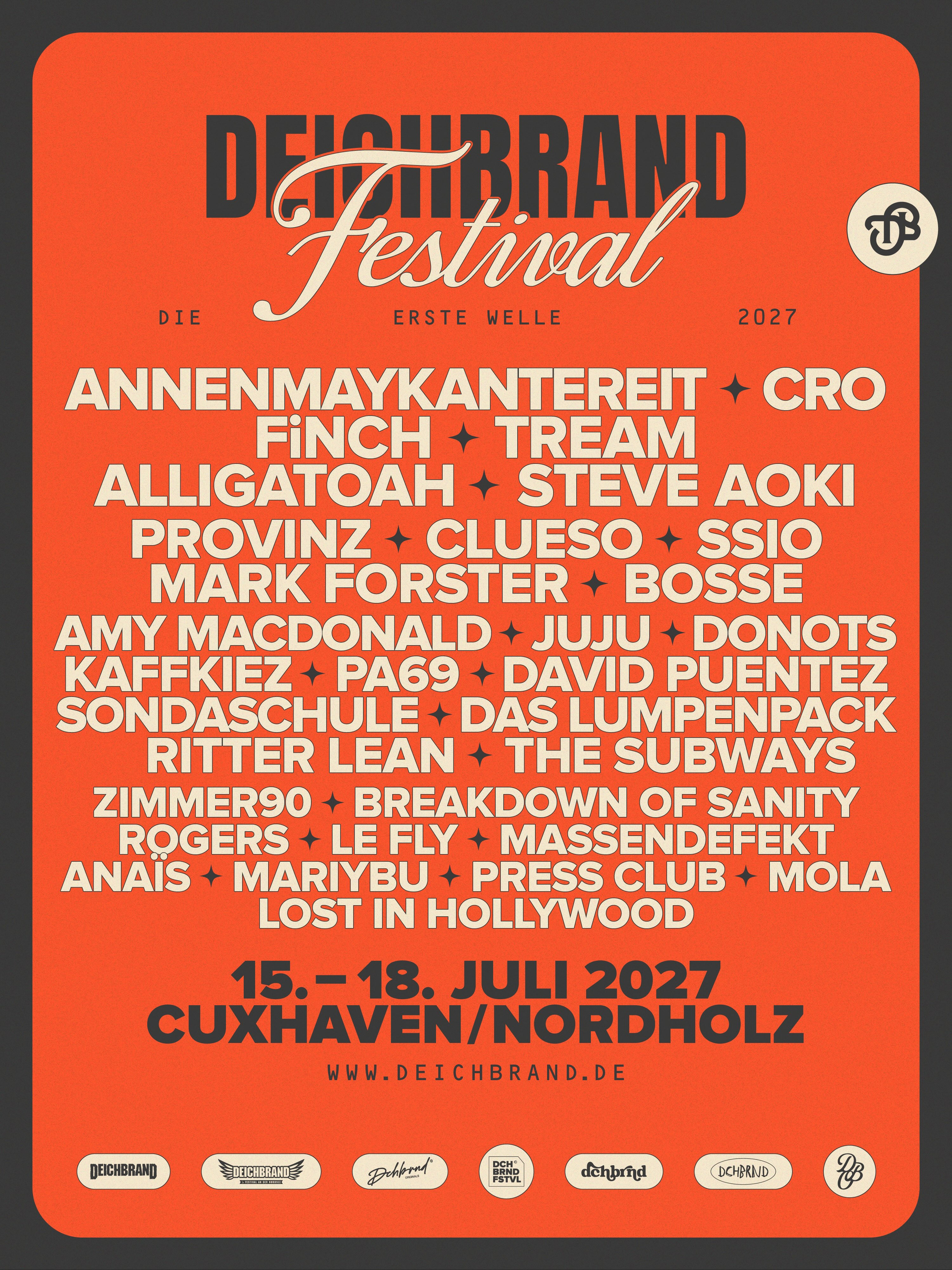 Deichbrand Festival 2027 - erste Bandewelle Deichbrand Festival 2027 - erste Bandewelle