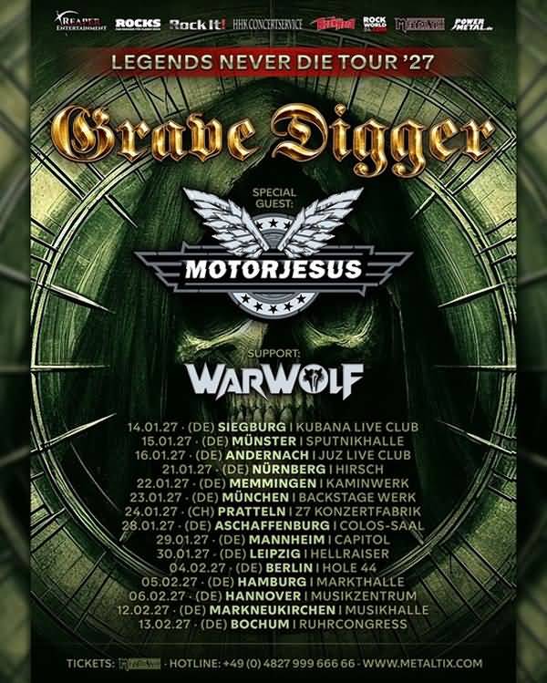 GRAVE DIGGER gehen 2027 auf „Legends Never Die“ Tour GRAVE DIGGER gehen 2027 auf „Legends Never Die“ Tour